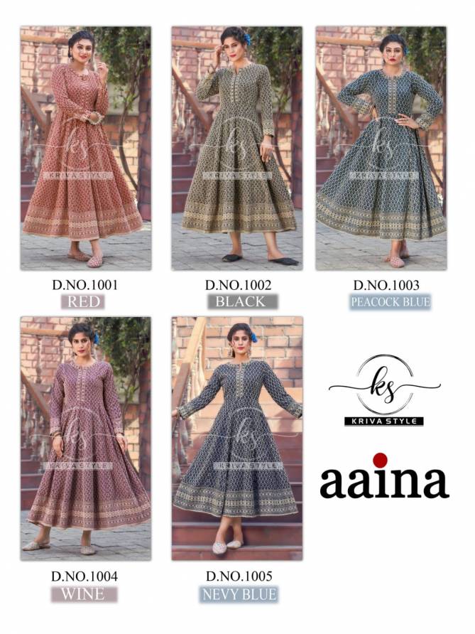 Kriva Aaina New Designer Ethnic Wear Rayon  Anarkali Kurti Collection